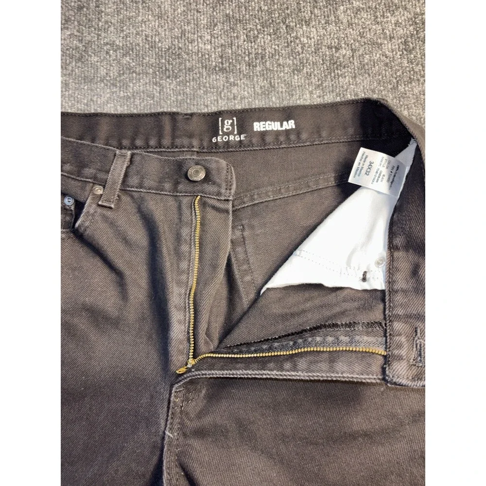 George Jeans Men's 34x32‎ Black Denim Regular Fit Grunge Streetwear Straight Leg